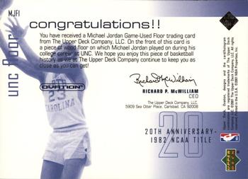 2001-02 Upper Deck Ovation - MJ UNC Memorabilia #MJF1 Michael Jordan Back