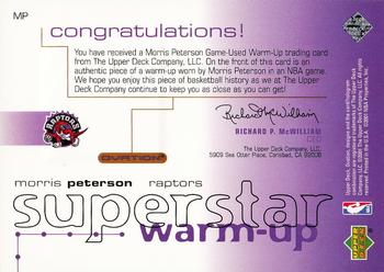 2001-02 Upper Deck Ovation - Superstar Warm-Ups #MP Morris Peterson Back