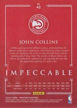 2020-21 Panini Impeccable - Gold #42 John Collins Back