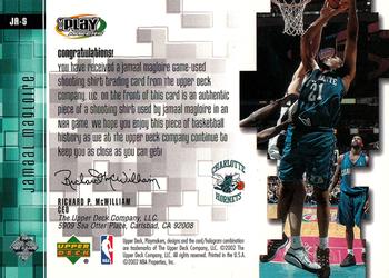 2001-02 UD PlayMakers Limited - Player's Club Shooting Shirt #JA-S Jamaal Magloire Back