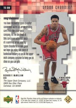 2001-02 UD PlayMakers Limited - Player's Club Warm Up Gold #TC-GW Tyson Chandler Back