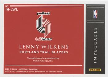 2020-21 Panini Impeccable - Impeccable Hall of Fame Autographs #IH-LWL Lenny Wilkens Back