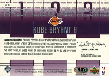 2001-02 UD PlayMakers Limited - Triple Overtime #KB-OT Kobe Bryant Back