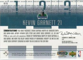 2001-02 UD PlayMakers Limited - Triple Overtime #KG-OT Kevin Garnett Back