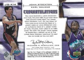 2001-02 Upper Deck Pros & Prospects - Alley-Oop Team-Ups #JS-KM John Stockton / Karl Malone Back