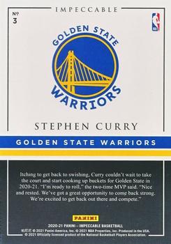 2020-21 Panini Impeccable - Silver NBA Logo FOTL #3 Stephen Curry Back