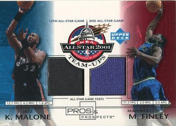 2001-02 Upper Deck Pros & Prospects - All-Star Team-Ups #KM/MF Karl Malone/Michael Finley Front