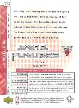 2001-02 Upper Deck Pros & Prospects - Star Futures #SF-1 Eddy Curry Back