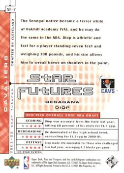 2001-02 Upper Deck Pros & Prospects - Star Futures #SF-7 DeSagana Diop Back