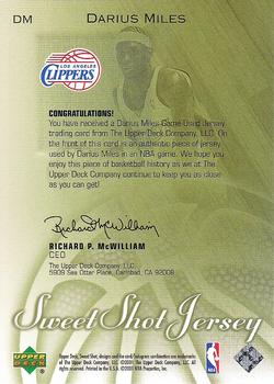 2001-02 Upper Deck Sweet Shot - Sweet Shot Jersey #DM Darius Miles Back