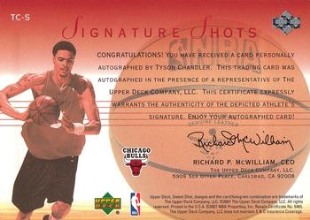 2001-02 Upper Deck Sweet Shot - Signature Shots #TC-S Tyson Chandler Back