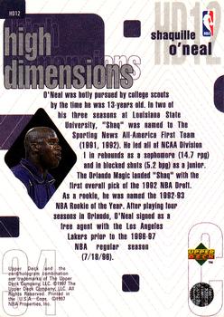 1997-98 Upper Deck - High Dimensions #HD12 Shaquille O'Neal Back