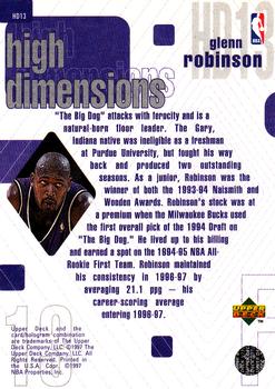 1997-98 Upper Deck - High Dimensions #HD13 Glenn Robinson Back