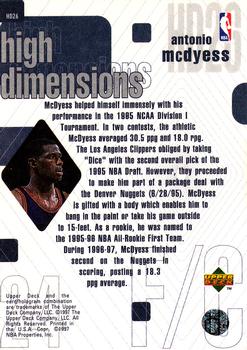 1997-98 Upper Deck - High Dimensions #HD26 Antonio McDyess Back