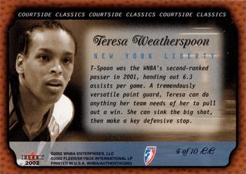 2002 Fleer Authentix WNBA - Courtside Classics #4 CC Teresa Weatherspoon Back