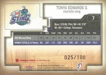 2002 Fleer Authentix WNBA - Front Row #7 Tonya Edwards Back
