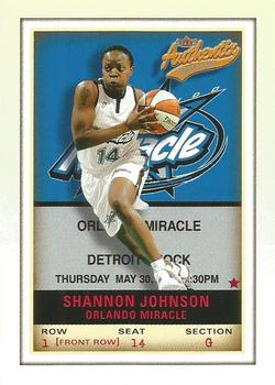 2002 Fleer Authentix WNBA - Front Row #19 Shannon Johnson Front
