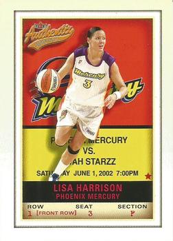 2002 Fleer Authentix WNBA - Front Row #41 Lisa Harrison Front
