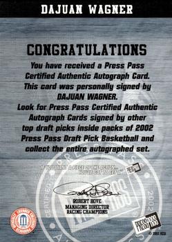 2002 Press Pass - Autographs #NNO Dajuan Wagner Back