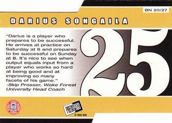 2002 Press Pass - Big Numbers #BN20 Darius Songaila Back