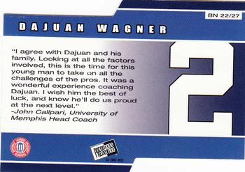 2002 Press Pass - Big Numbers #BN22 Dajuan Wagner Back