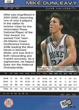 2002 Press Pass - Gold Zone #G9 Mike Dunleavy Back