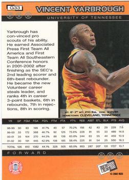2002 Press Pass - Gold Zone #G33 Vincent Yarbrough Back