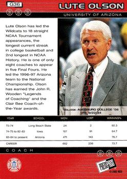 2002 Press Pass - Gold Zone #G36 Lute Olson Back