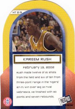 2002 Press Pass - Hang Time Die Cut #HT2 Kareem Rush Back