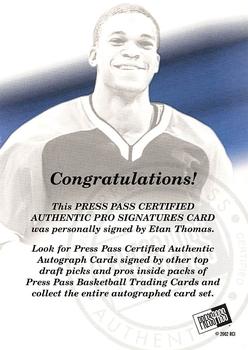 2002 Press Pass - Pro Autographs #NNO Etan Thomas Back