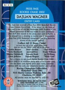 2002 Press Pass - Rookie Chase #RC8 Dajuan Wagner Back