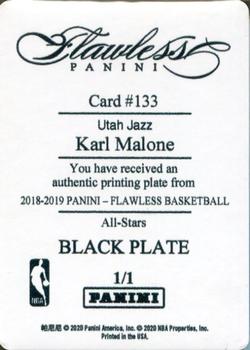 2019-20 Panini National Treasures - 2018-19 Flawless Printing Plates Black #133 Karl Malone Back