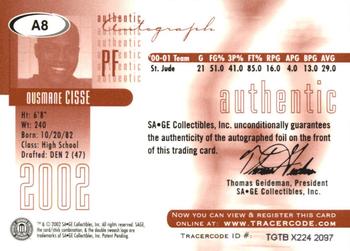 2002 SAGE - Autographs Gold #A8 Ousmane Cisse Back