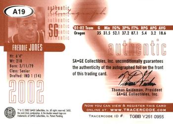 2002 SAGE - Autographs Gold #A19 Fred Jones Back