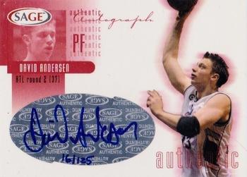 2002 SAGE - Autographs Red #A1 David Andersen Front