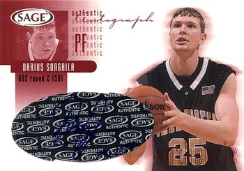 2002 SAGE - Autographs Red #A28 Darius Songaila Front