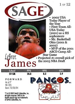 2002 SAGE - Pangos #1 LeBron James Back