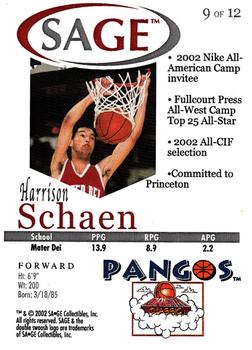 2002 SAGE - Pangos #9 Harrison Schaen Back