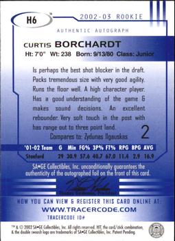 2002 SAGE HIT - Autographs Emerald #H6 Curtis Borchardt Back