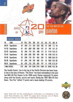 1997-98 Upper Deck UD3 #22 Gary Payton Back