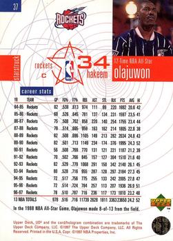 1997-98 Upper Deck UD3 #37 Hakeem Olajuwon Back