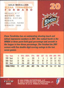 2002 Ultra WNBA - Gold Medallion #20 Elena Tornikidou Back