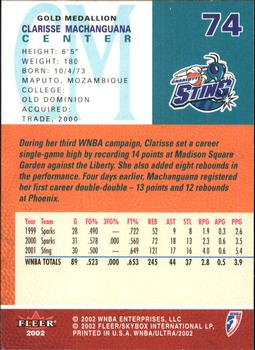 2002 Ultra WNBA - Gold Medallion #74 Clarisse Machanguana Back