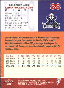 2002 Ultra WNBA - Gold Medallion #88 Kedra Holland-Corn Back