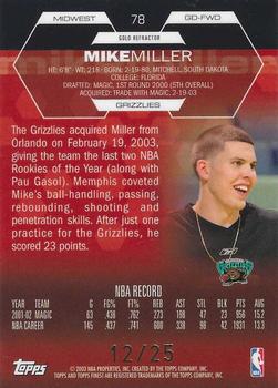2002-03 Finest - Refractors Gold #78 Mike Miller Back