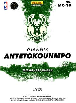 2020-21 Panini Instant NBA My City #MC-10 Giannis Antetokounmpo Back