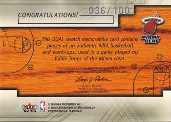 2002-03 Flair - Court Kings Ball and Jersey #NNO Eddie Jones Back