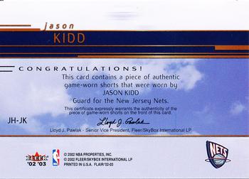 2002-03 Flair - Jersey Heights #JH-JK Jason Kidd Back