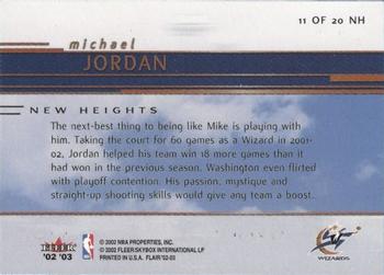 2002-03 Flair - New Heights #11 NH Michael Jordan Back