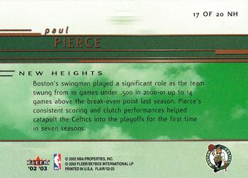 2002-03 Flair - New Heights #17 NH Paul Pierce Back